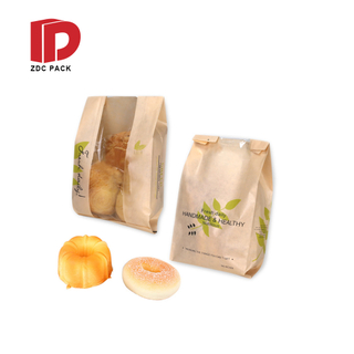 Customize Printing Sandwich Bread Kraft Paper Bags Baking Food Takeout Packs