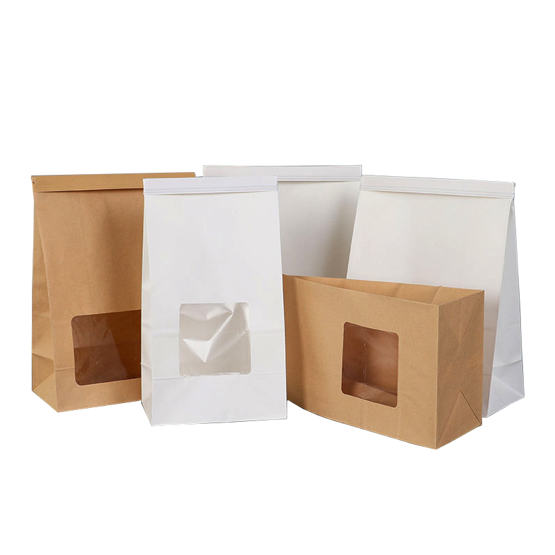 Baking Donut Toast Bread Packing Brown Paper Kraft Bag With Window